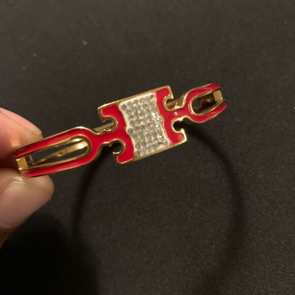 Tory Burch Women’s Bracelet Red Gold faux Diamonds